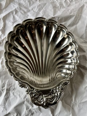 LARGE SILVER PLATED SHELL BOWL