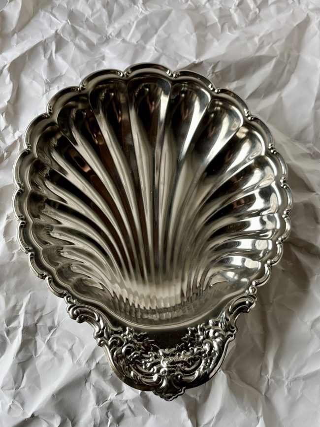 LARGE SILVER PLATED SHELL BOWL