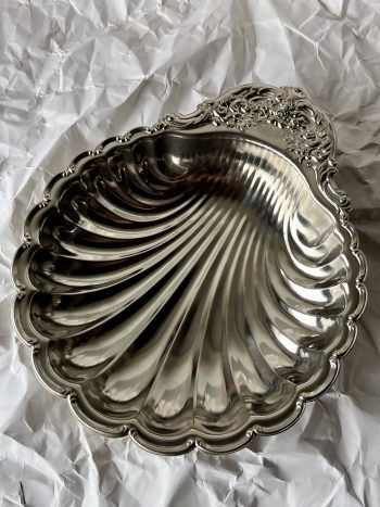 LARGE SILVER PLATED SHELL BOWL