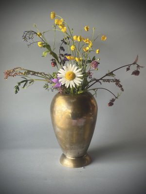 BRASS IN BLOOM – VINTAGE METAL VASE