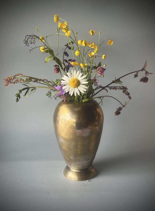 BRASS IN BLOOM – VINTAGE METAL VASE